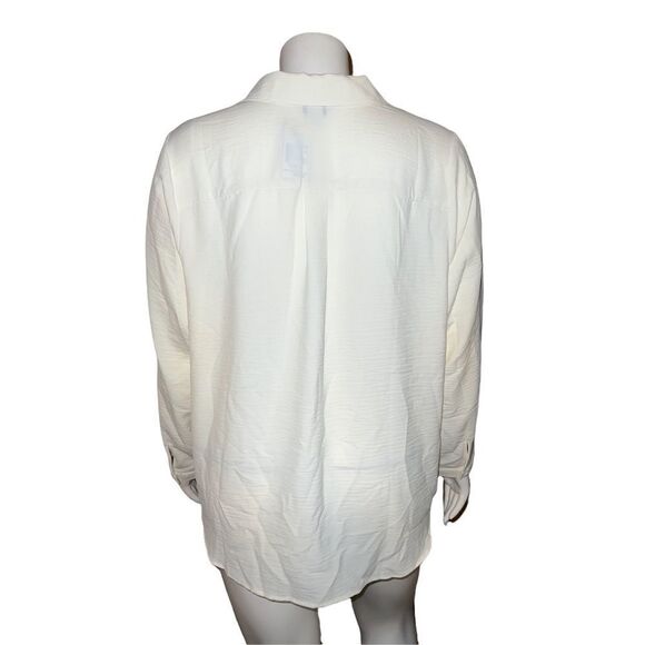 CJ Banks Ivory Textured Boho Blouse Top Shirt Plus Size 2X NWT - Picture 3 of 7